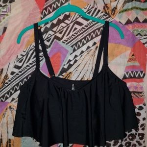 Black Bikini Flounce Top